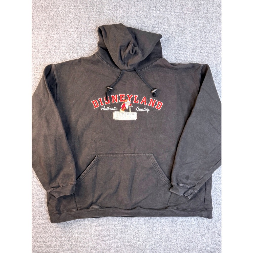 Disney Grumpy Hoodie XXL Faded Black Cotton Pullover Disneyland Resort Vintage